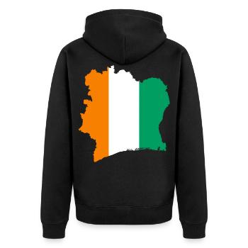 Cote D'Ivoire Elfenbeinküste Geschenk Flagge Land - Unisex Premium Bio Zip Hoodie - Schwarz - Hinten - Nico (187cm)