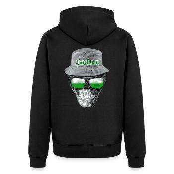 Sachsen Skull - Unisex Premium Bio Zip Hoodie - Schwarz - Hinten - Nico (187cm)