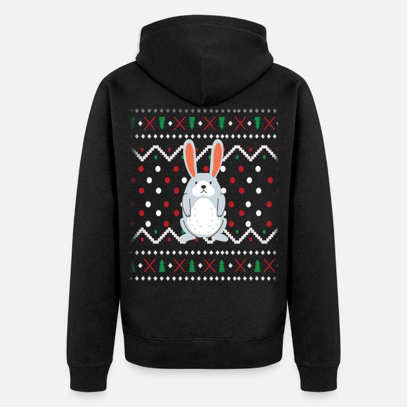 Lapin de Noël laid - Veste à capuche bio Premium Unisexe - noir