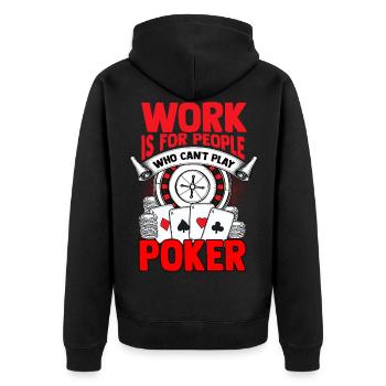 Poker - Unisex Premium Bio Zip Hoodie - Schwarz - Hinten - Nico (187cm)