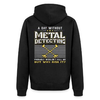 Detektor Metalldetektor Sondeln Geschenkidee - Unisex Premium Bio Zip Hoodie - Schwarz - Hinten - Nico (187cm)