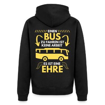 Busfahrer Bus Omnibus Reisebus Schulbus Geschenk - Unisex Premium Bio Zip Hoodie - Schwarz - Hinten - Nico (187cm)