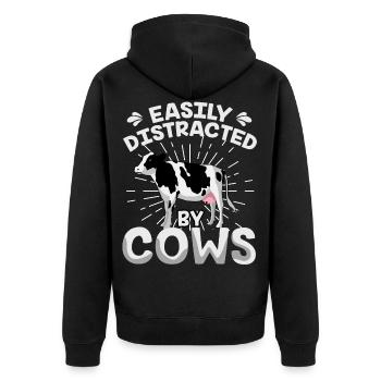 Vaches vache boeuf vache laitière fermier vache veaux - Veste à capuche bio Premium Unisexe - noir - Dos - Nico (187cm)