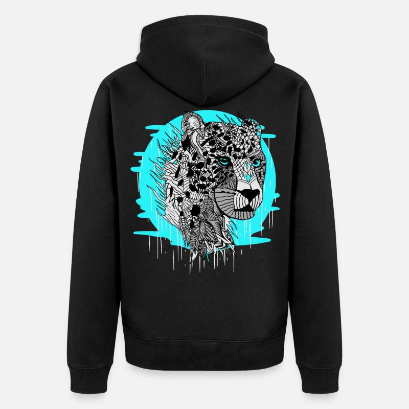 Leopard Retro Mandala - Unisex Premium Bio Zip Hoodie - Schwarz