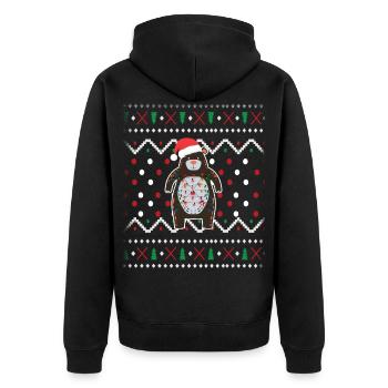 Bear Ugly Christmas Xmas Gift Xmas - Unisex Premium Organic Zip Hoodie - black - Back - Nico (187cm)