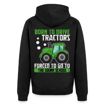 Tractor Trekker Farmer Agricultural Field Agriculture - Unisex Premium Organic Zip Hoodie - black - Back - Nico (187cm)