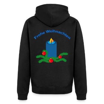 Frohe Weihnachten - Unisex Premium Bio Zip Hoodie - Schwarz - Hinten - Nico (187cm)