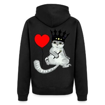 Chat anniversaire roi coeur félicitation - Veste à capuche bio Premium Unisexe - noir - Dos - Nico (187cm)
