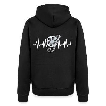 movie - Unisex Premium Organic Zip Hoodie - black - Back - Nico (187cm)