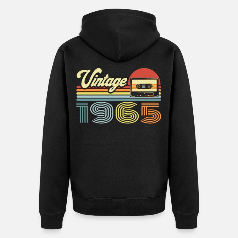 Vintage 1965 Cassette Mixtape - 56e anniversaire - Veste à capuche bio Premium Unisexe - noir