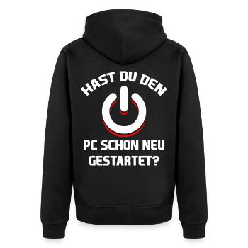 Neustart IT-Abteilung Administrator Geschenk - Unisex Premium Bio Zip Hoodie - Schwarz - Hinten - Nico (187cm)