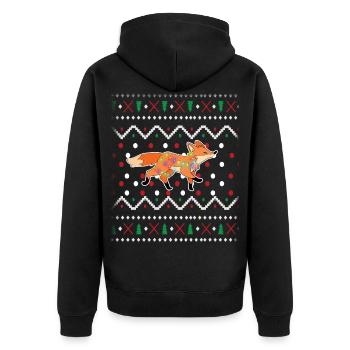 Fuchs weihnachten - Unisex Premium Bio Zip Hoodie - Schwarz - Hinten - Nico (187cm)