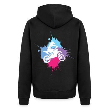 motocross motorrad biker bike motorsport geschenki - Unisex Premium Bio Zip Hoodie - Schwarz - Hinten - Nico (187cm)