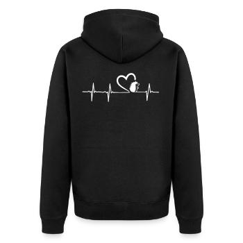 Hedgehog Heartbeat Heartbeat Heart Prickle EKG - Unisex Premium Organic Zip Hoodie - black - Back - Nico (187cm)
