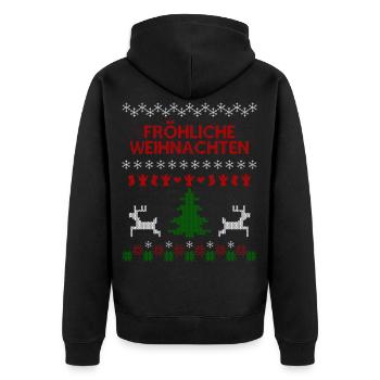 Fröhliche Weihnachten - Unisex Premium Bio Zip Hoodie - Schwarz - Hinten - Nico (187cm)