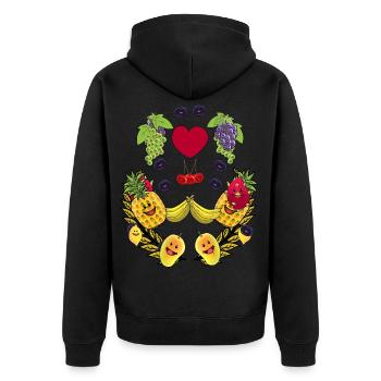 Gesund Früchte Obst Vegan Frucht Speise Vitamine - Unisex Premium Bio Zip Hoodie - Schwarz - Hinten - Nico (187cm)