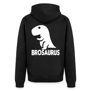 Brother brosaurus dino brothers gift - Unisex Premium Organic Zip Hoodie - black - Back - Nico (187cm)