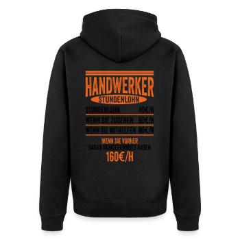Handwerker Stundenlohn Baustelle Bauarbeiter Gesch - Unisex Premium Bio Zip Hoodie - Schwarz - Hinten - Nico (187cm)