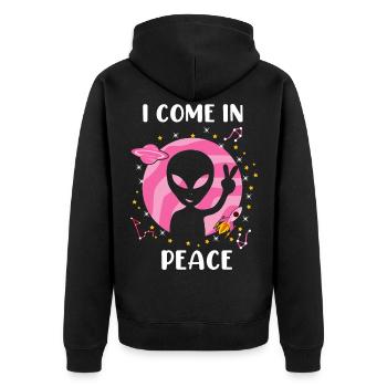 I Come In Peace - Esthétique Tie Dye UFO Alien I Be - Veste à capuche bio Premium Unisexe - noir - Dos - Nico (187cm)