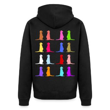 Erdmännchen buntes Retro Design - Unisex Premium Bio Zip Hoodie - Schwarz - Hinten - Nico (187cm)