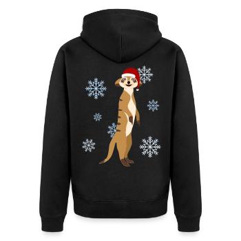 Erdmännchen Weihnachten Weihnachtsmütze - Unisex Premium Bio Zip Hoodie - Schwarz - Hinten - Nico (187cm)