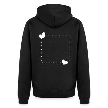 Herz Rahmen Ornament Linie Weiß - Unisex Premium Bio Zip Hoodie - Schwarz - Hinten - Nico (187cm)