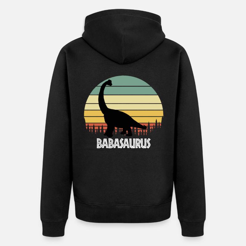 BABASAURUS BABA SAURUS BABA DINOSAUR - Unisex Premium Bio Zip Hoodie - Schwarz