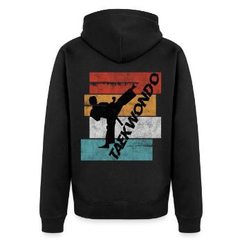 Taekwondo Kick Arts Martiaux Style Rétro - Veste à capuche bio Premium Unisexe - noir - Dos - Nico (187cm)
