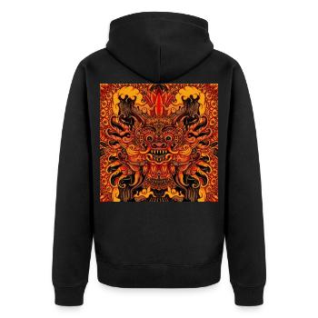 orange Bali - Unisex Premium Organic Zip Hoodie - black - Back - Nico (187cm)