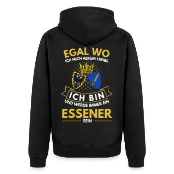 Stadt Essen Wappen Stolzer Essener Geschenk - Unisex Premium Bio Zip Hoodie - Schwarz - Hinten - Nico (187cm)