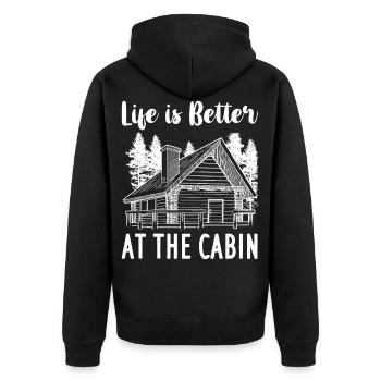Cabane de montagne refuge chalet cabane en bois - Veste à capuche bio Premium Unisexe - noir - Dos - Nico (187cm)