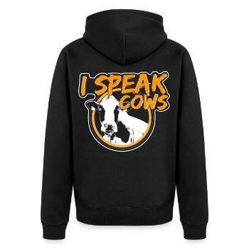 Cow Cows Mountains - Unisex Premium Organic Zip Hoodie - black - Back - Nico (187cm)