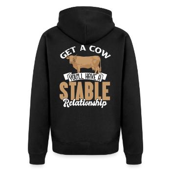 Cow beef mountains - Unisex Premium Organic Zip Hoodie - black - Back - Nico (187cm)