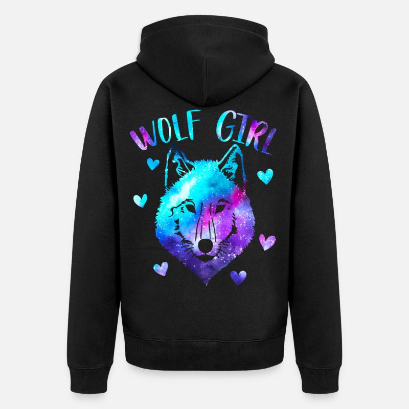 Wolfsmädchen - Unisex Premium Bio Zip Hoodie - Schwarz