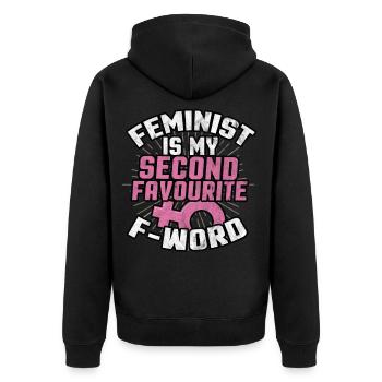 Feminismus - Unisex Premium Bio Zip Hoodie - Schwarz - Hinten - Nico (187cm)