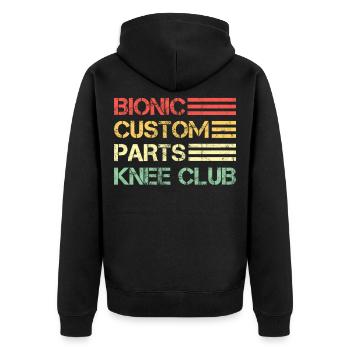 Knie Knieoperation Knieprothese Vintage - Unisex Premium Bio Zip Hoodie - Schwarz - Hinten - Nico (187cm)