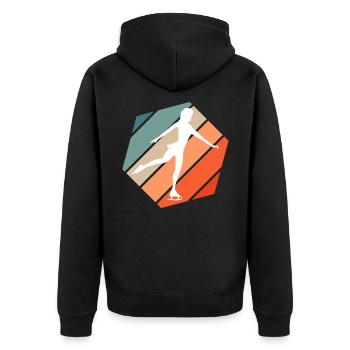 Schlittschuh Eiskunstlaufen Eislauf Eiskunstlauf - Unisex Premium Bio Zip Hoodie - Schwarz - Hinten - Nico (187cm)
