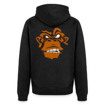 Garstiger Affe Lustig und Originell - Unisex Premium Bio Zip Hoodie - Schwarz - Hinten - Nico (187cm)