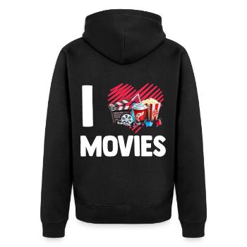 Film Kino Fernsehen Geschenk Filmabend - Unisex Premium Bio Zip Hoodie - Schwarz - Hinten - Nico (187cm)