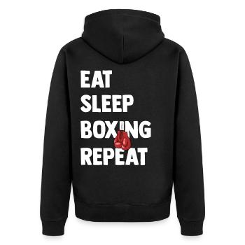 Boxen Kampfsport Punch Boxhandschuhe Sparring - Unisex Premium Bio Zip Hoodie - Schwarz - Hinten - Nico (187cm)