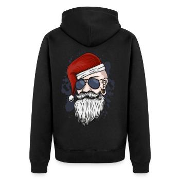 Santa Claus with sunglasses | Cool Santa XMas - Unisex Premium Organic Zip Hoodie - black - Back - Nico (187cm)