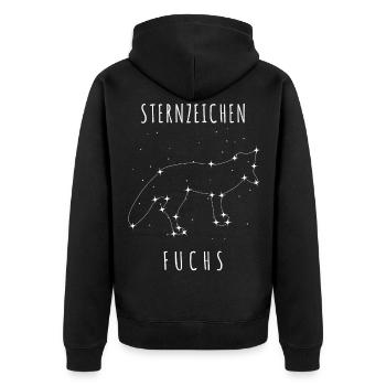 Fuchs mit Sternen - Astronomie Spruch - Unisex Premium Bio Zip Hoodie - Schwarz - Hinten - Nico (187cm)