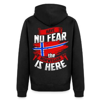 Norwegen Wikinger Oslo Fjord Elch Norge Norway - Unisex Premium Bio Zip Hoodie - Schwarz - Hinten - Nico (187cm)