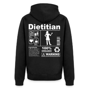 Dietitian Product Description - Unisex Premium Organic Zip Hoodie - black - Back - Nico (187cm)