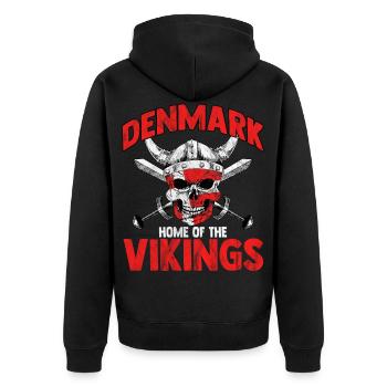 Dänemark Wikinger Kopenhagen Skandinavien Danish - Unisex Premium Bio Zip Hoodie - Schwarz - Hinten - Nico (187cm)