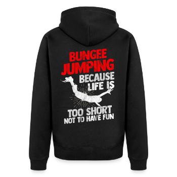 Bungee Jumping - Unisex Premium Bio Zip Hoodie - Schwarz - Hinten - Nico (187cm)