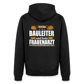 Bauleiter Hausbau Eigenheim Richtfest Häuslebauer - Unisex Premium Bio Zip Hoodie - Schwarz - Hinten - Nico (187cm)