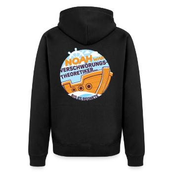 Noah war Verschwörungstheoretiker bis es regnete - Unisex Premium Bio Zip Hoodie - Schwarz - Hinten - Nico (187cm)
