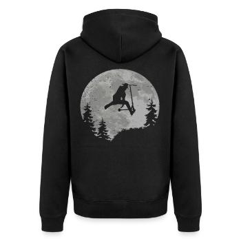 Scooter Mond Vollmond Geschenkidee Skatepark - Unisex Premium Bio Zip Hoodie - Schwarz - Hinten - Nico (187cm)