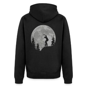 Einrad Geschenk Mond Einradfahrer Einradfahren - Unisex Premium Bio Zip Hoodie - Schwarz - Hinten - Nico (187cm)
